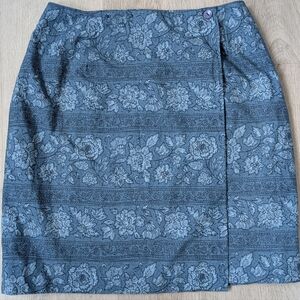 Charter Club 100% Cotton Floral Blue Wrap Mini Skirt Size 8